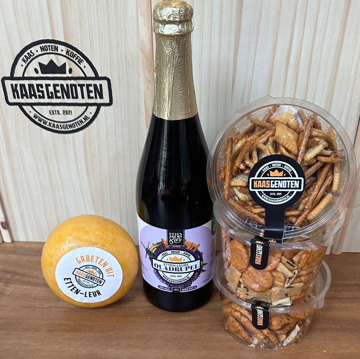 Bier pakket met pondje kaas Quadruppel