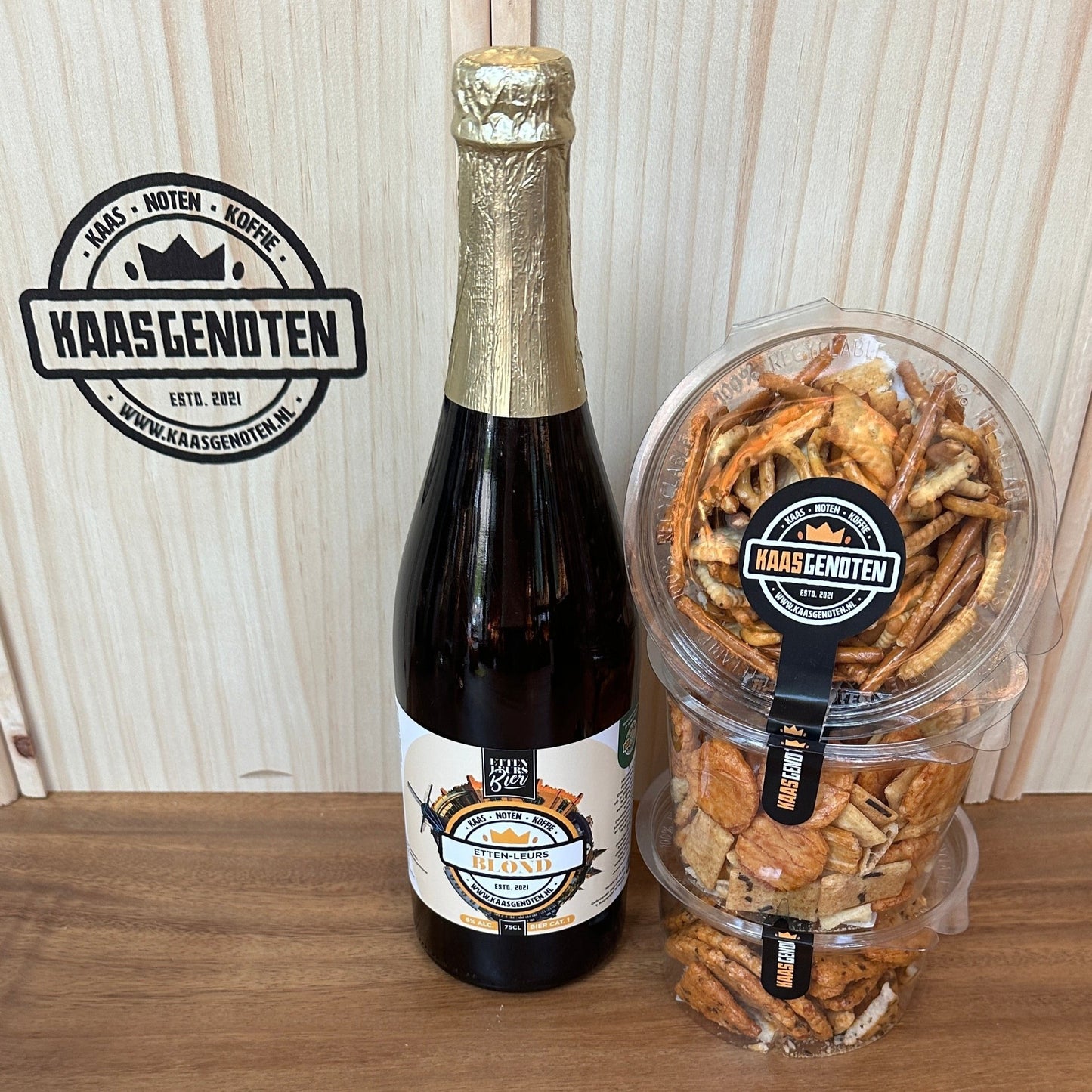 Bier pakket met nootjes/zoutjes Blond