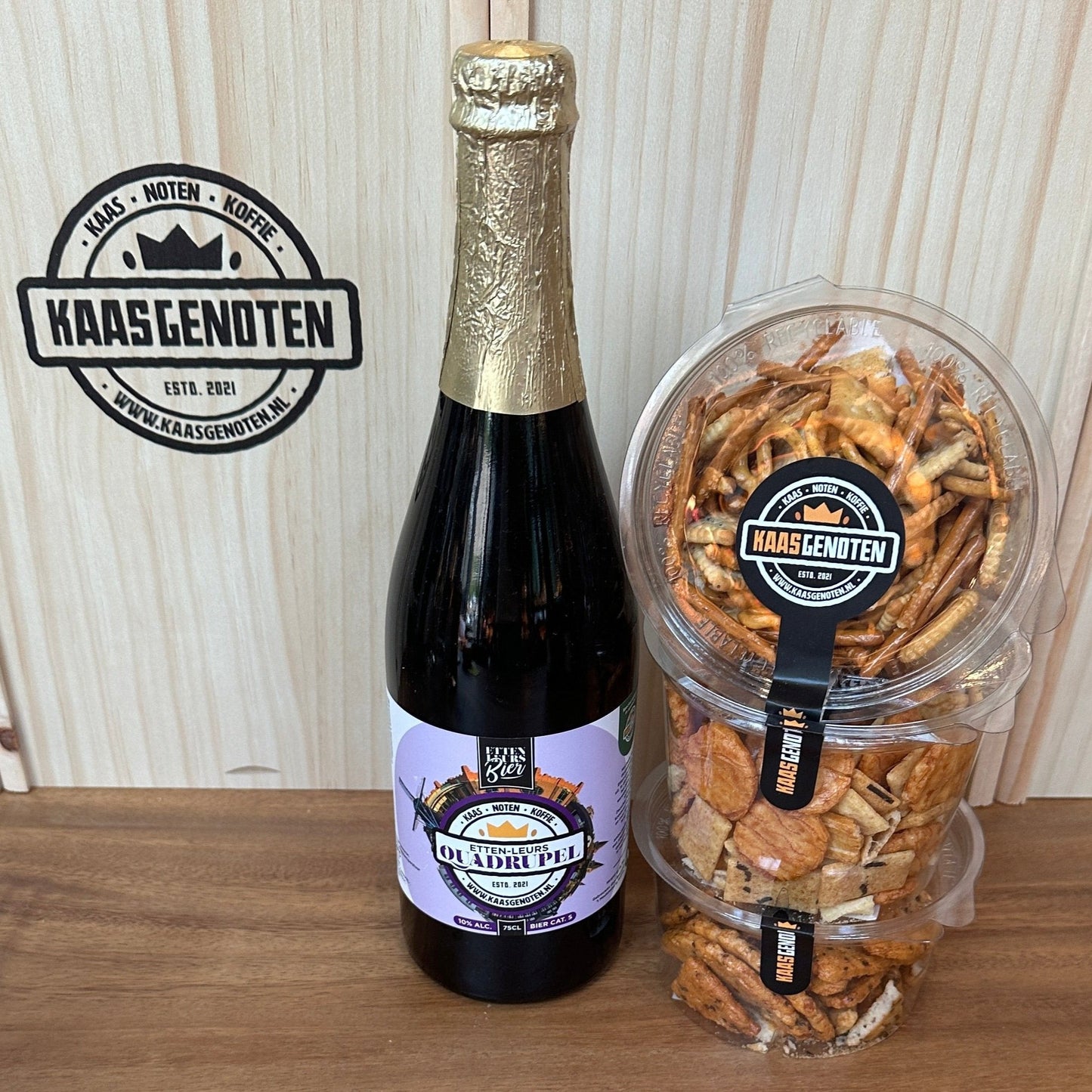Bier pakket met nootjes/zoutjes Quadruppel