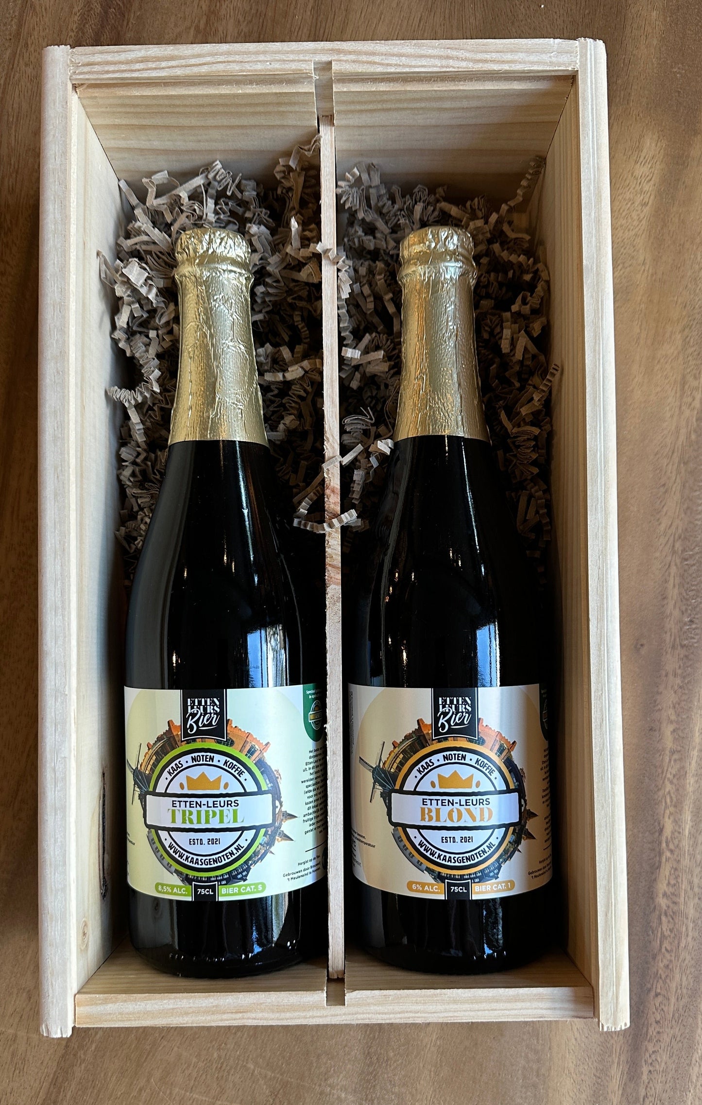 Wijnkist met twee soorten bier 'T Meuleneind