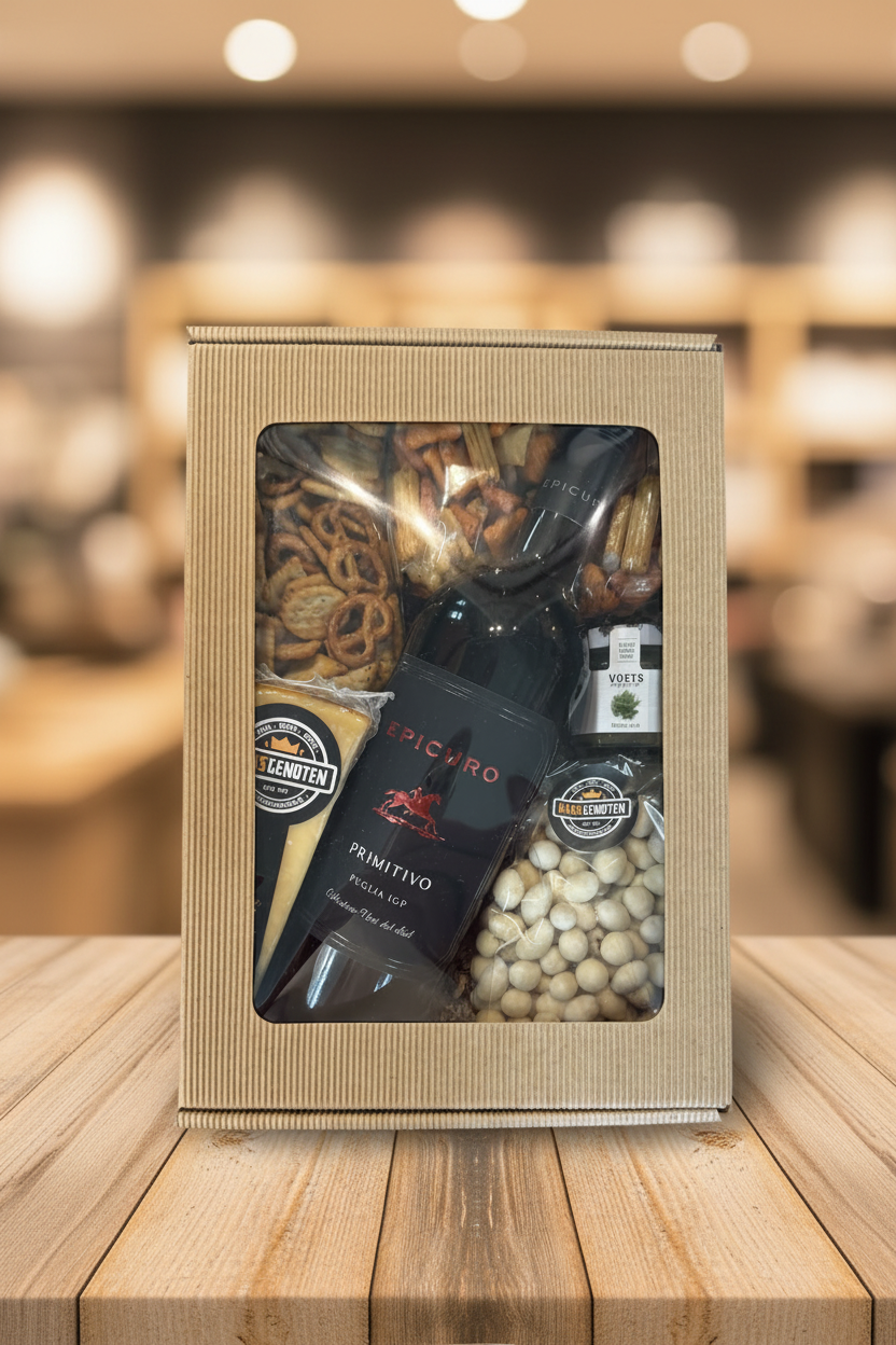 Cadeaupakket venster rode wijn