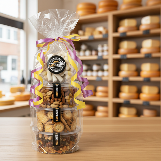 Cadeauverpakking zoutjes/noten 4 bakjes
