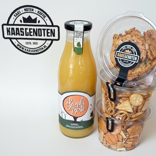Cadeaupakket sap met zoutjes en nootjes