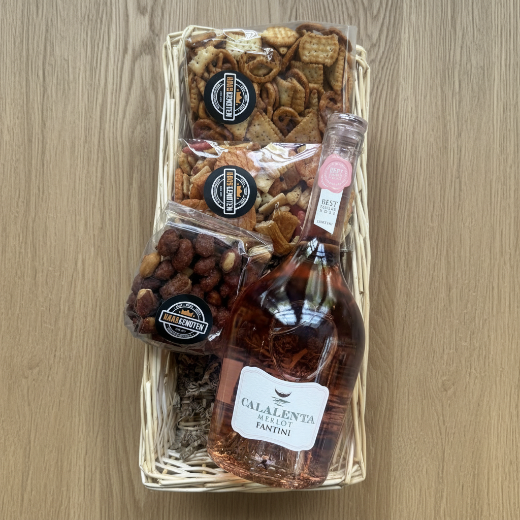 Rieten mand met Calalenta Rosé wijn